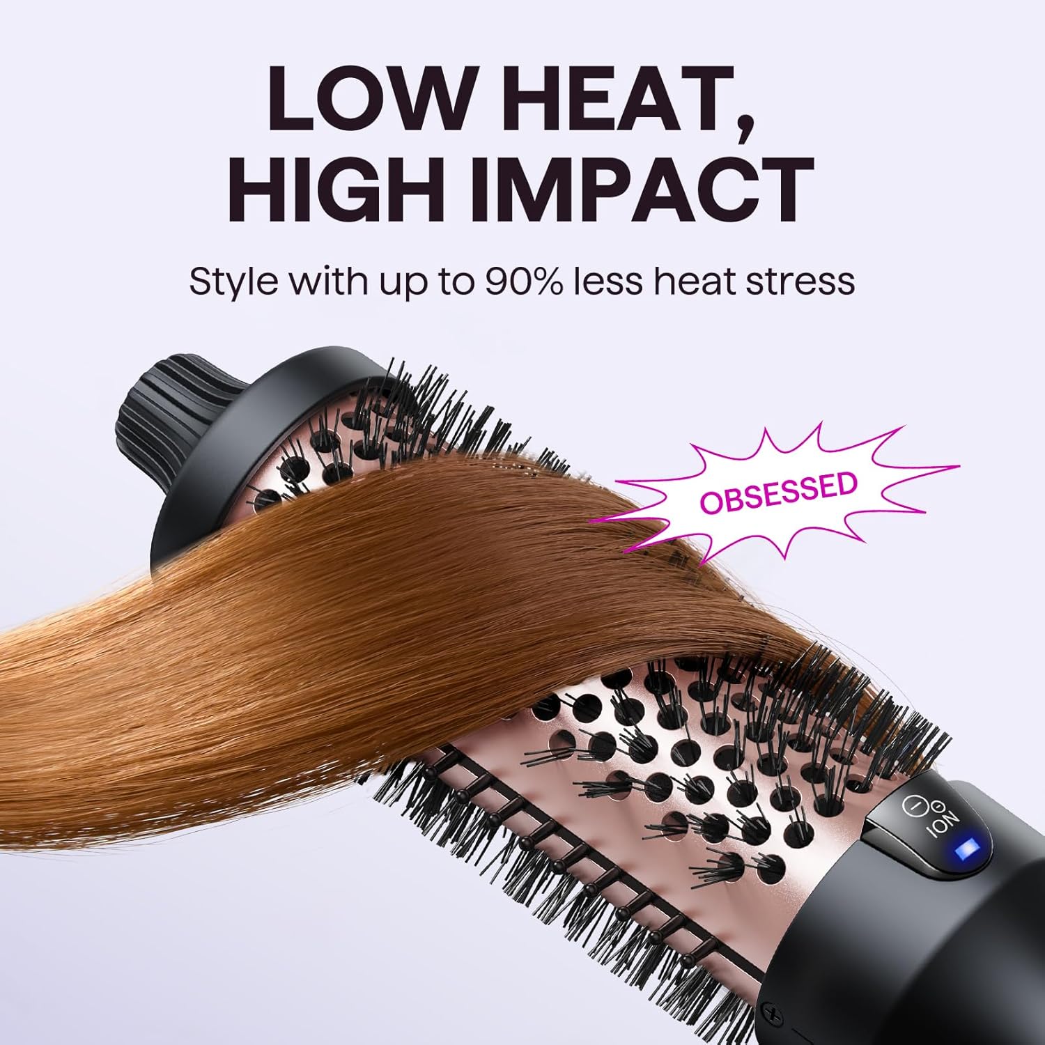 Wavytalk Brosse thermique, Brosse ronde chauffante ionique pour brushing, pour des cheveux plus lisses et plus brillants, facile à utiliser et moins de dommages, corps de 38 mm