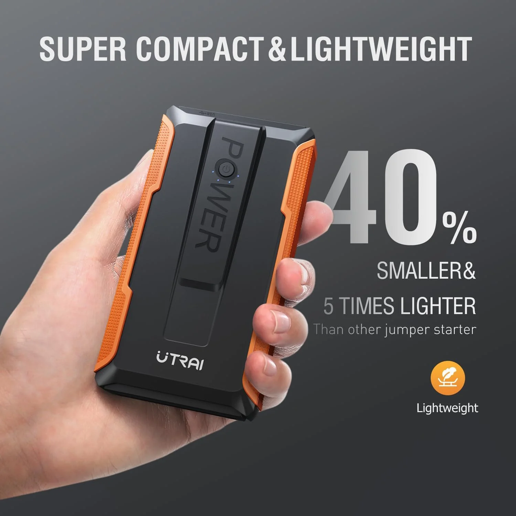 UTRAI T1 Booster de Batterie Portable 2000A, Chargeur de Démarrage pour Moteur Essence 7.5L / Diesel 5.5L, Batterie Externe 13200mAh avec USB Quick Charge 3.0, Bloc de Secours pour Voiture, Hiver
