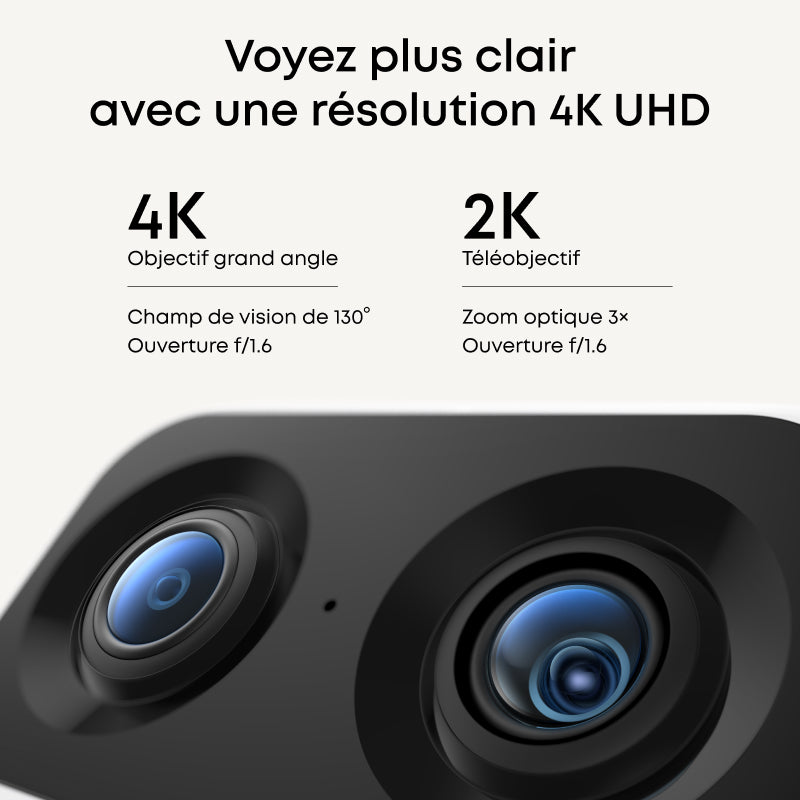 eufy Security Caméra intérieure S350, Caméra à double objectif, Caméra de surveillance 4K UHD avec zoom 8× et rotation/inclinaison 360 °, Idéale comme moniteur pour animaux/sécurité/bébé
