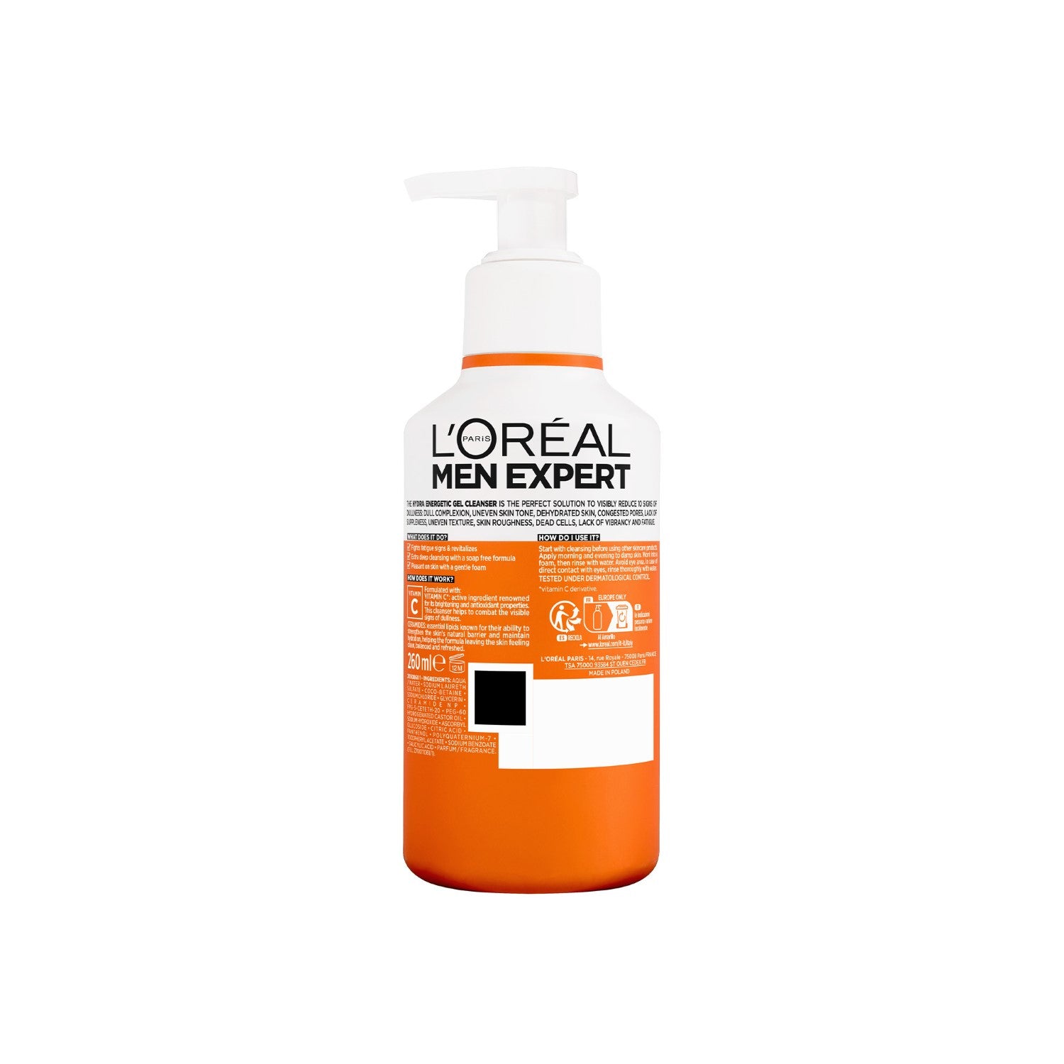 L'Oréal Paris Men Expert Hydra Energetic Gel Nettoyant Énergisant 260 ml