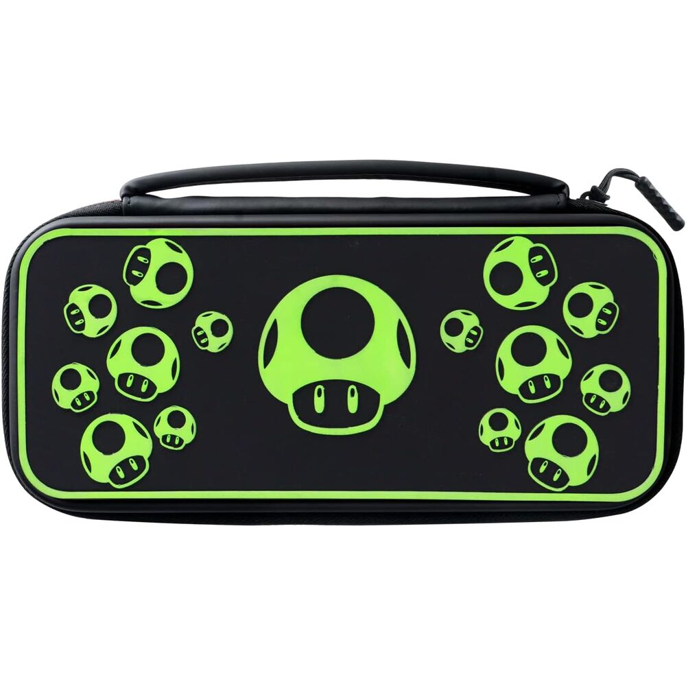 PDP Gaming 1-Up Coque de Protection Rigide pour Console Nintendo Switch, Switch Lite et OLED - Poches pour Accessoires - sous Licence Officielle - Design 3D Phosphorescent - Motif Phosphorescent
