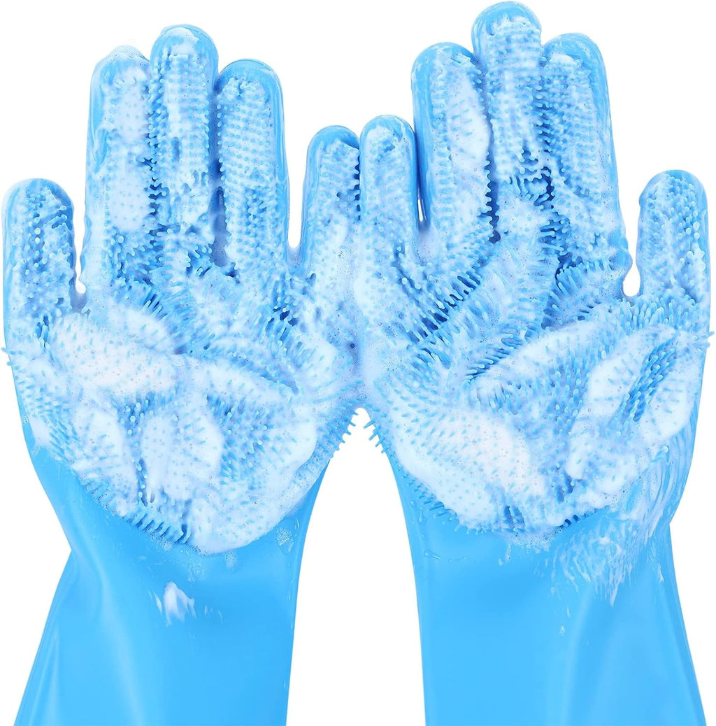 Pecute Gants de toilettage pour animaux, Résistants à la chaleur, Gants de bain et de massage à cinq doigts en silicone pour chiens et chats, Picots haute densité