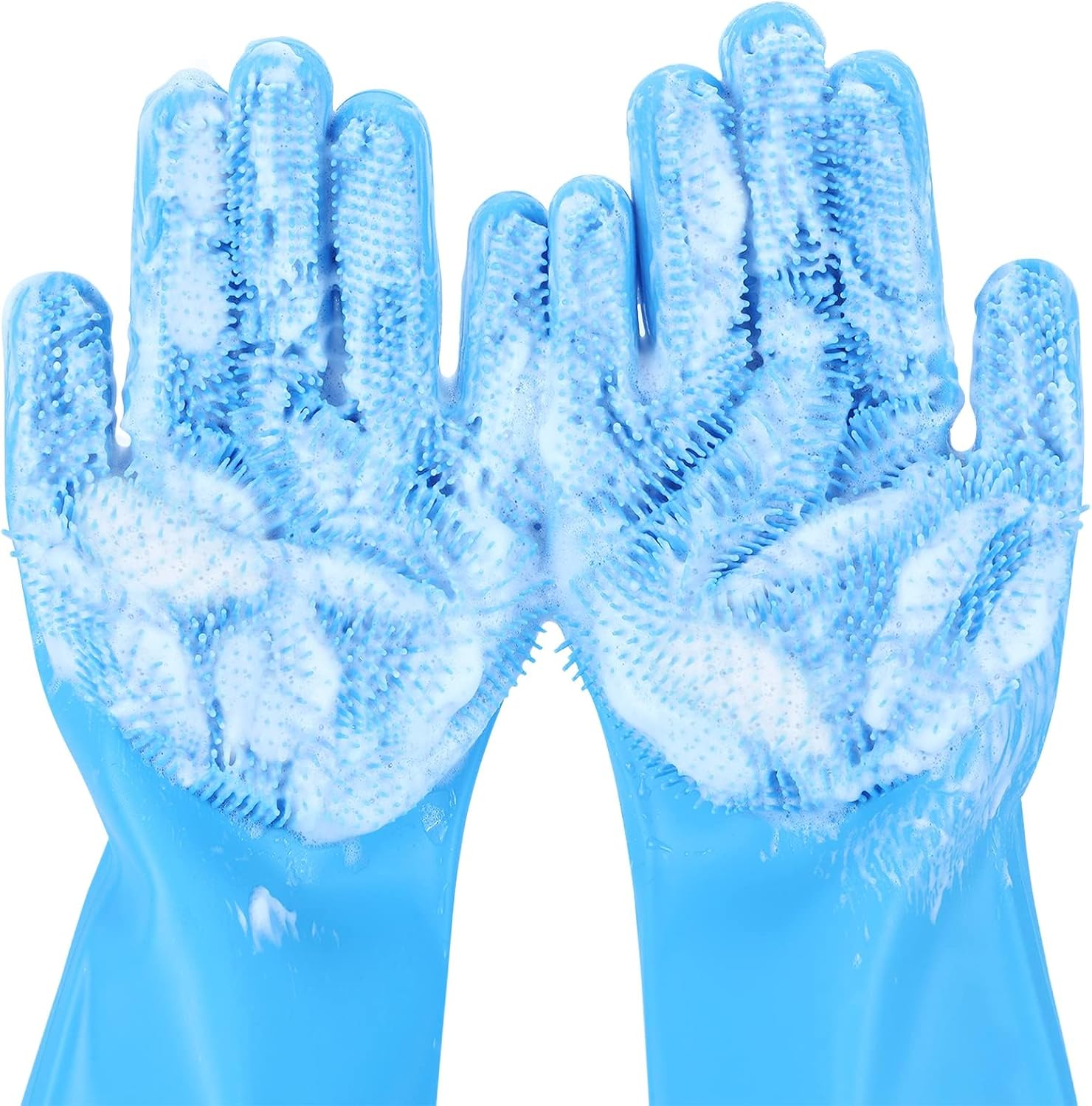 Pecute Gants de toilettage pour animaux, Résistants à la chaleur, Gants de bain et de massage à cinq doigts en silicone pour chiens et chats, Picots haute densité
