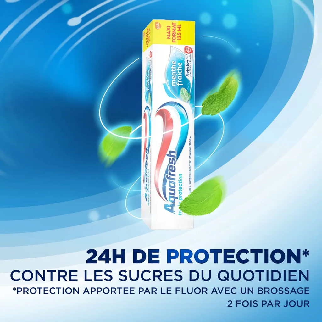 Aquafresh Dentifrice Triple protection Menthe fraîche Lot de 12 x 125 ml