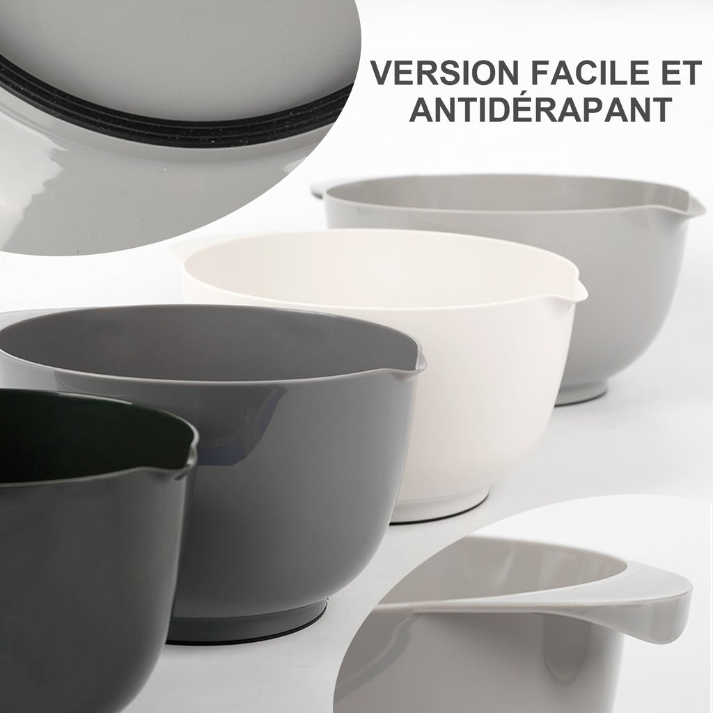 Sunyana Ensemble de bols de mélange, 4 pièces, Gris, Sans BPA, Fond antidérapant, Empilable, Réutilisable, Convient pour la pâtisserie, la préparation des repas et les salades