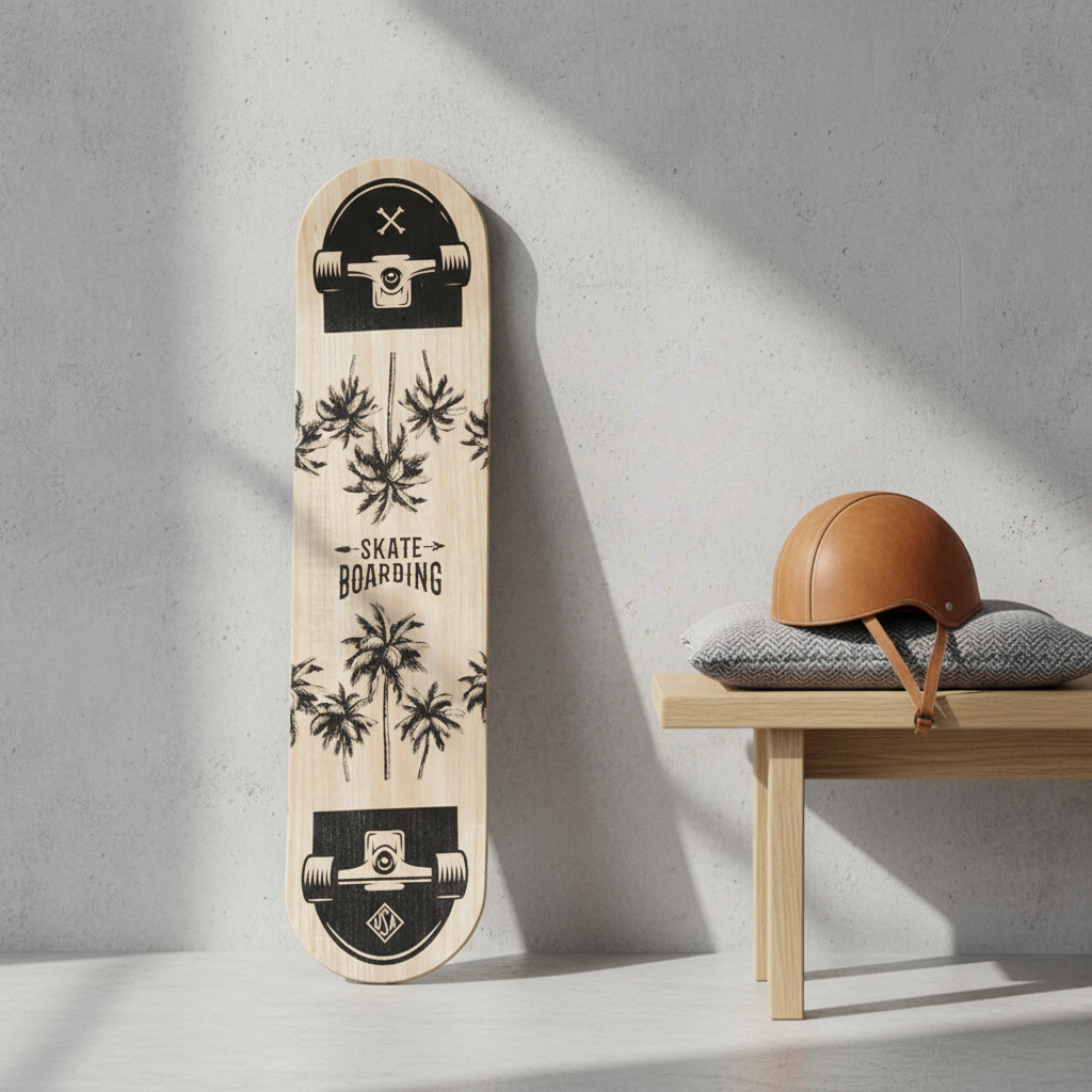Atmosphera Décoration murale skateboard Deven en bois - 80 x 20 cm