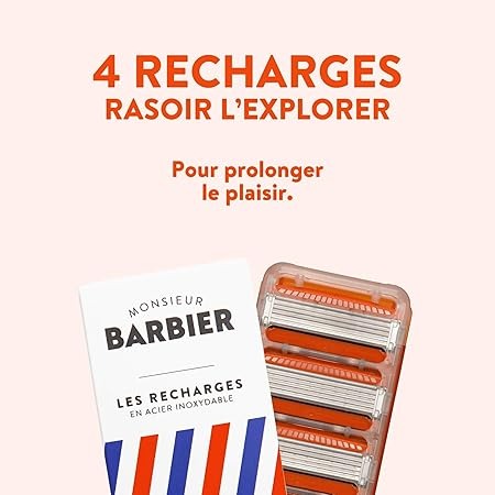 MONSIEUR BARBIER Recharges de rasoir à 4 lames compatibles avec FUSION - 4 pièces