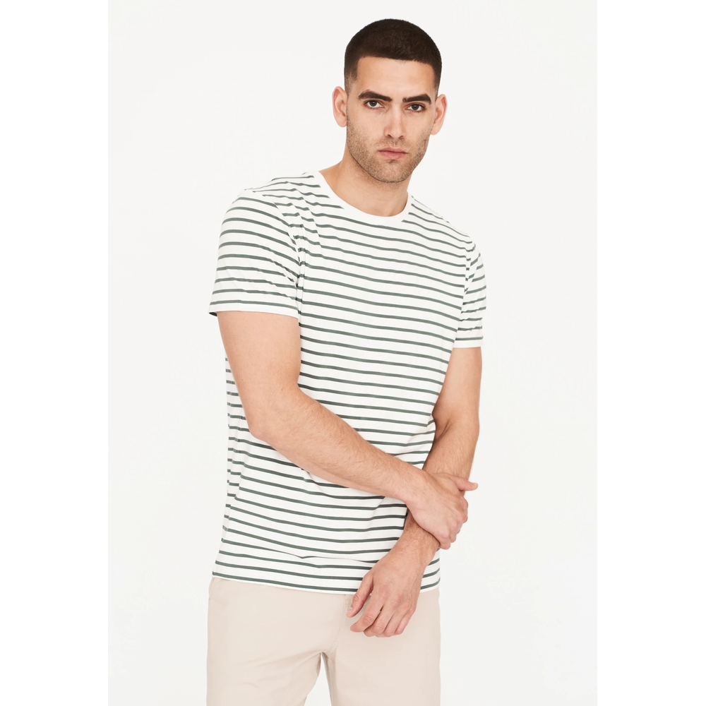 Resteröds T-shirt en bambou à rayures blanches et vertes, taille S