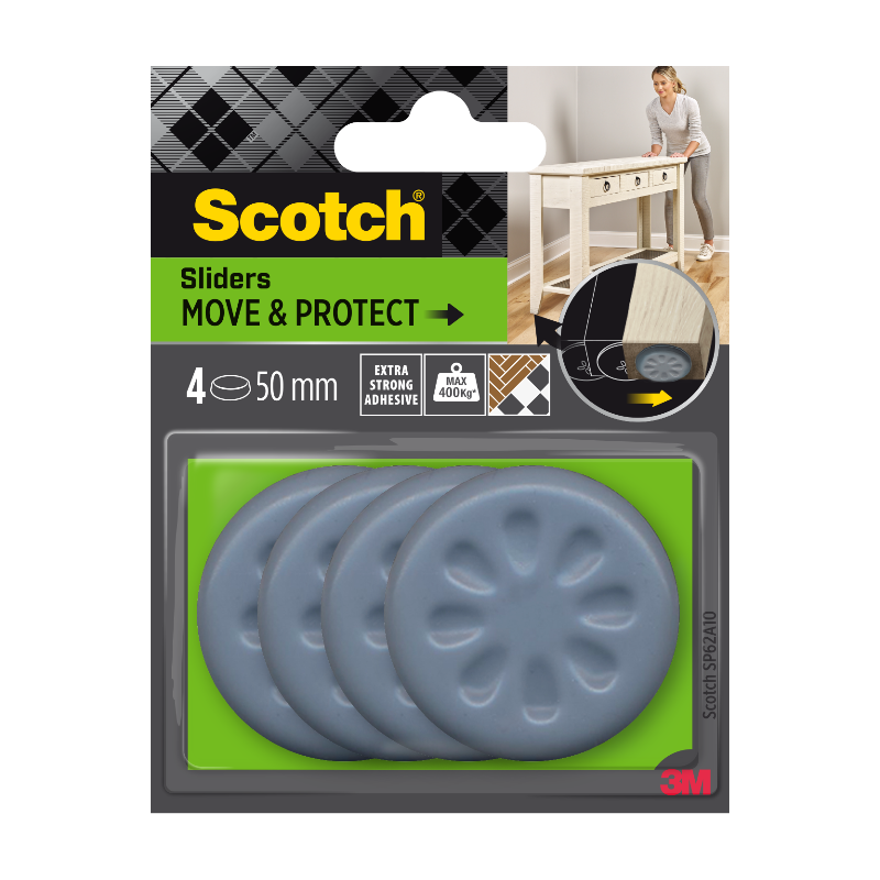 Scotch® Patin glisseur alvéolé adhésif Gris Ø 50 mm