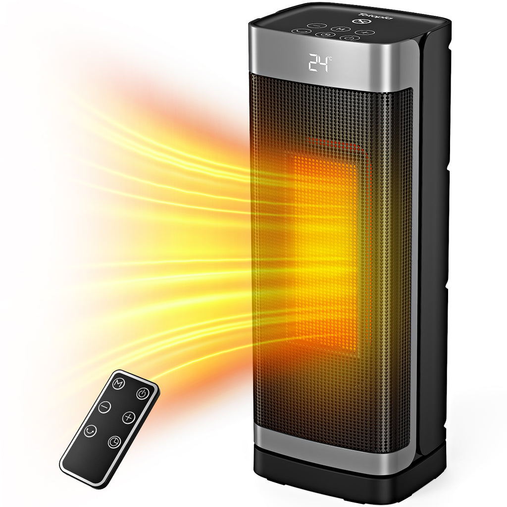 Totopia Chauffage électrique 2000 W, Chauffage céramique PTC, Télécommande, 2 modes de chauffage, Minuterie 12 h, Thermostat réglable, Protection anti-basculement et surchauffe