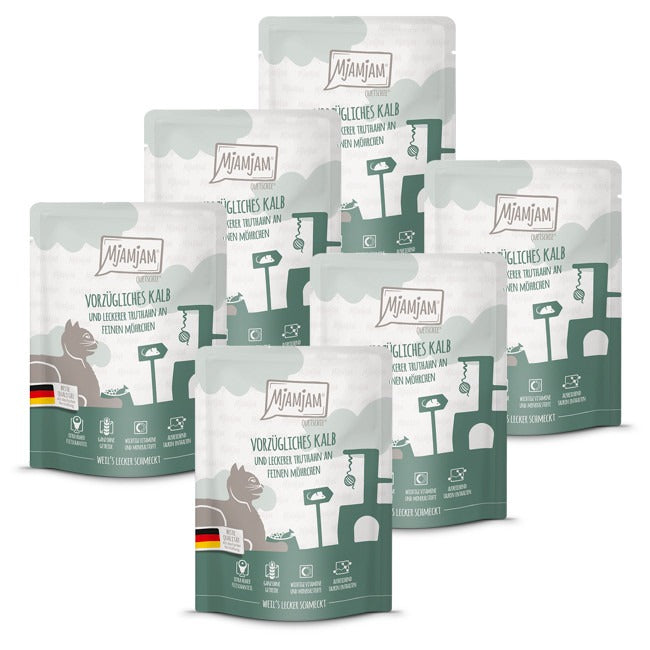 [Peut être servi frais pour l'été] MjAMjAM Quetschie Nourriture humide pour chat dinde veau carotte 300 g x 6