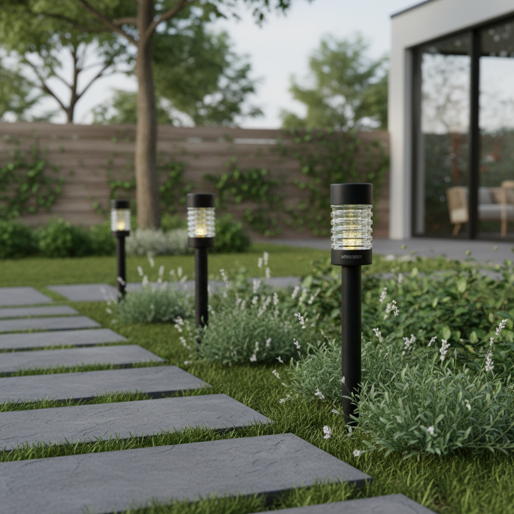 Lampe solaire Anthracite Acier inoxydable + verre