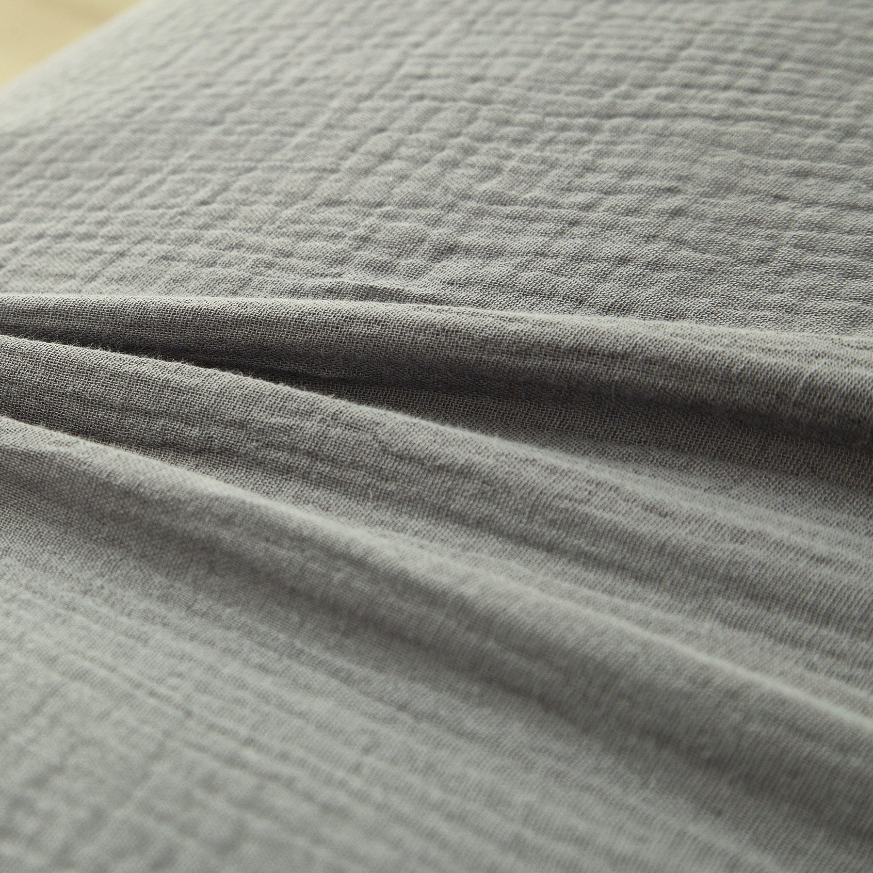 Ensemble housse de couette et taies d'oreiller en double gaze de coton, gris foncé, 200 x 220 cm + 80 x 80 cm x 2