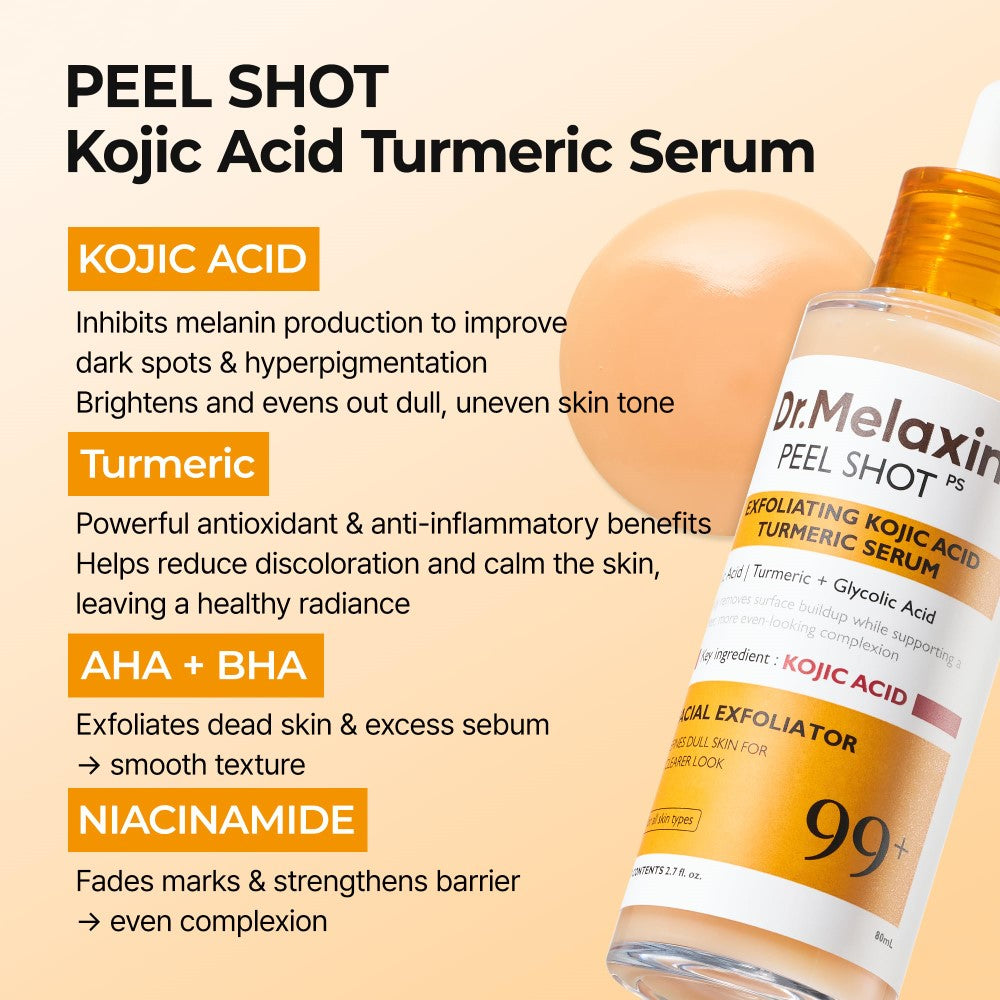 Dr. Melaxin Peel Shot Sérum Exfoliant Acide Kojique Curcuma 80 ml
