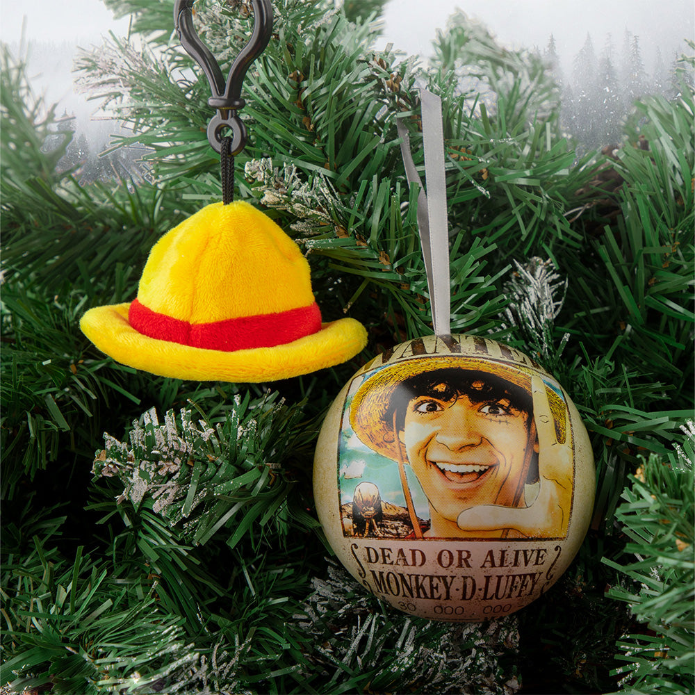 One Piece Porte-clés en Peluche Monkey D Luffy Décoration de Noël Sapin de Noël Décoration à Suspendre Charms de Sac Pendentif Chapeau Cosplay Anime Cadeau pour Fête des Fêtes
