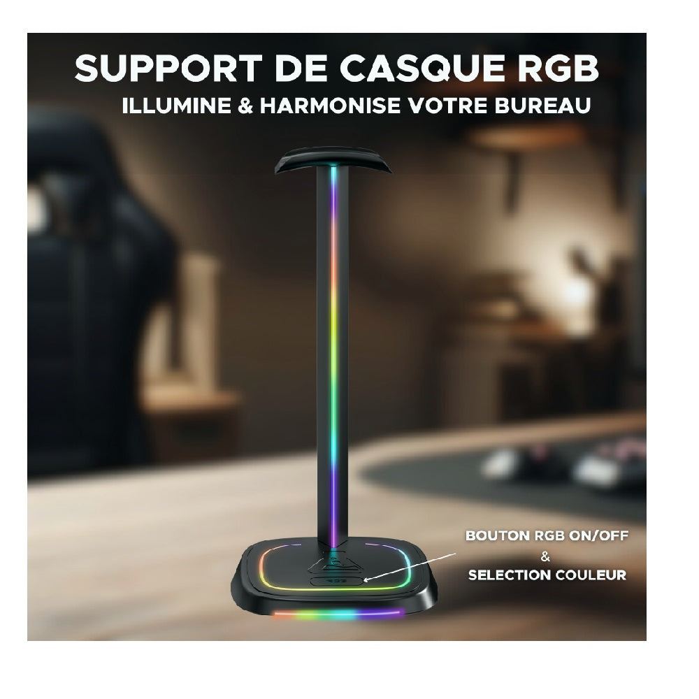 THE G-LAB K-Stand RGB Neon Support de Casque Gaming avec RGB - Noir