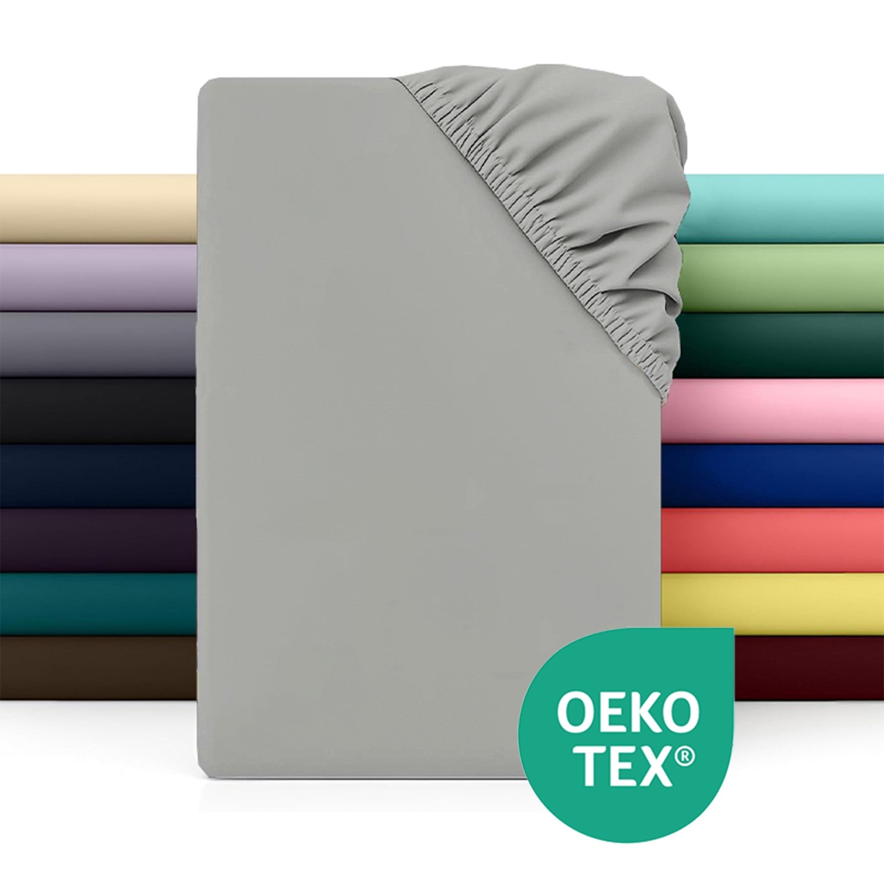 LeBonsoir Drap-housse 135 x 190 cm, Bonnet profond 30 cm / 12 pouces - Microfibre douce, Élastique anti-déchaussement, 1 drap-housse uniquement - Gris clair