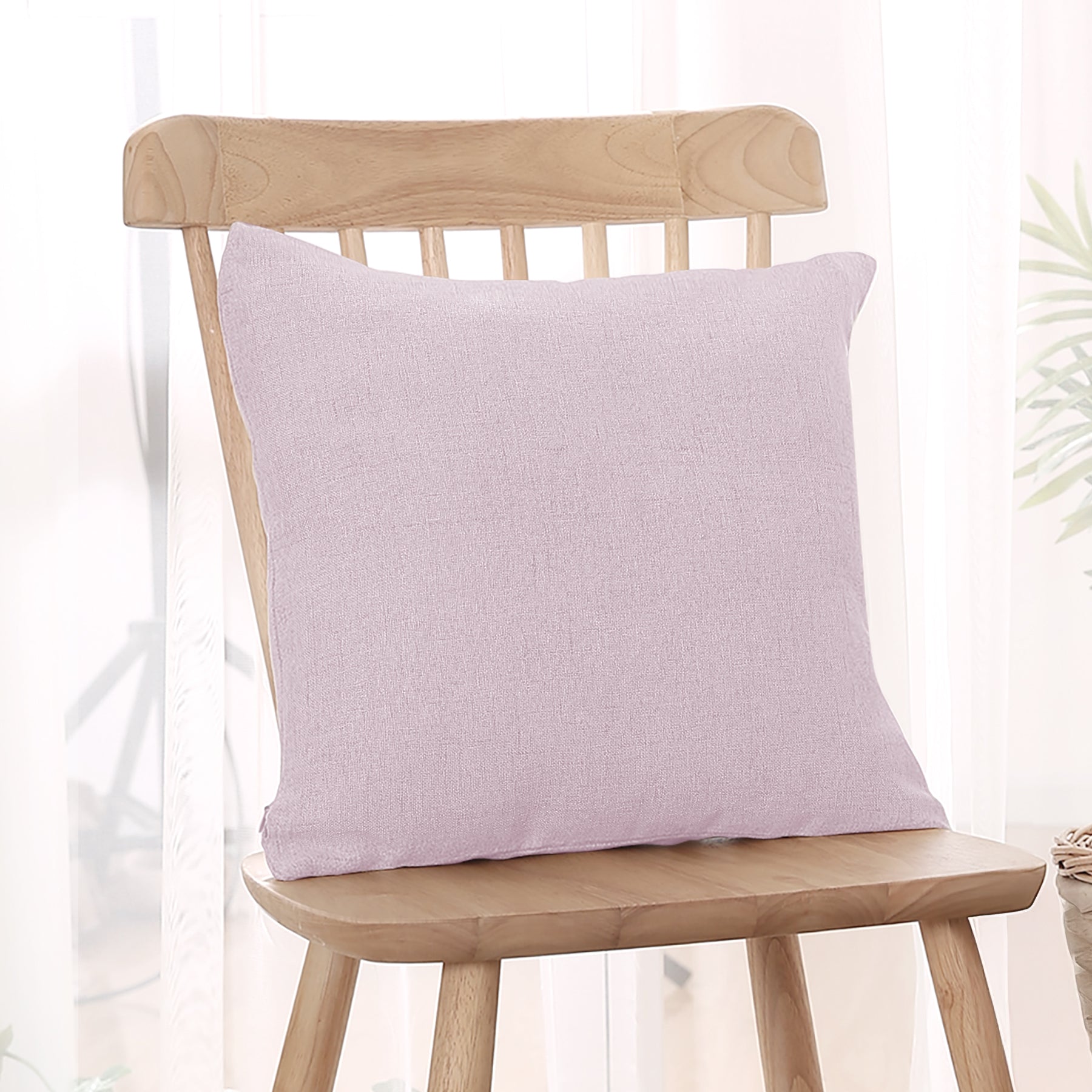 Deconovo Housse de coussin en tissu aspect lin, coloris rose clair, 45 x 45 cm, 1 pièce