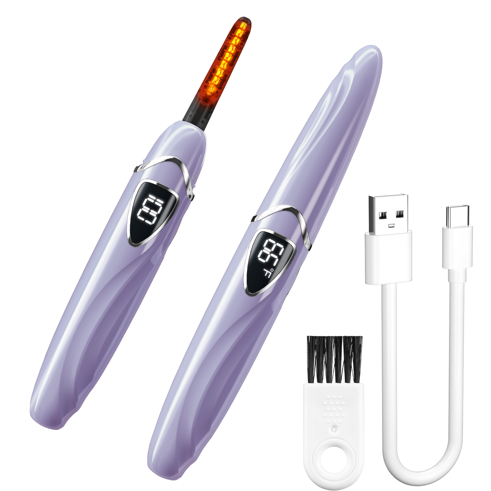 SUNLUXY S600 Recourbe-cils électrique pour courbure naturelle longue tenue, avec affichage LED de la température et de la batterie, arrêt automatique de sécurité - Violet