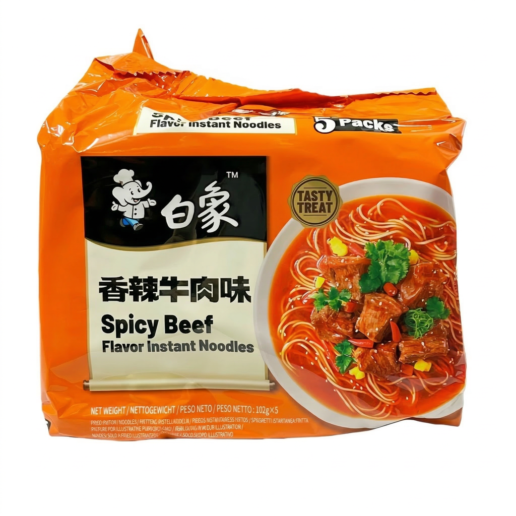 Bai Xiang Nouilles saveur bœuf épicé classique - 5 x 102 g