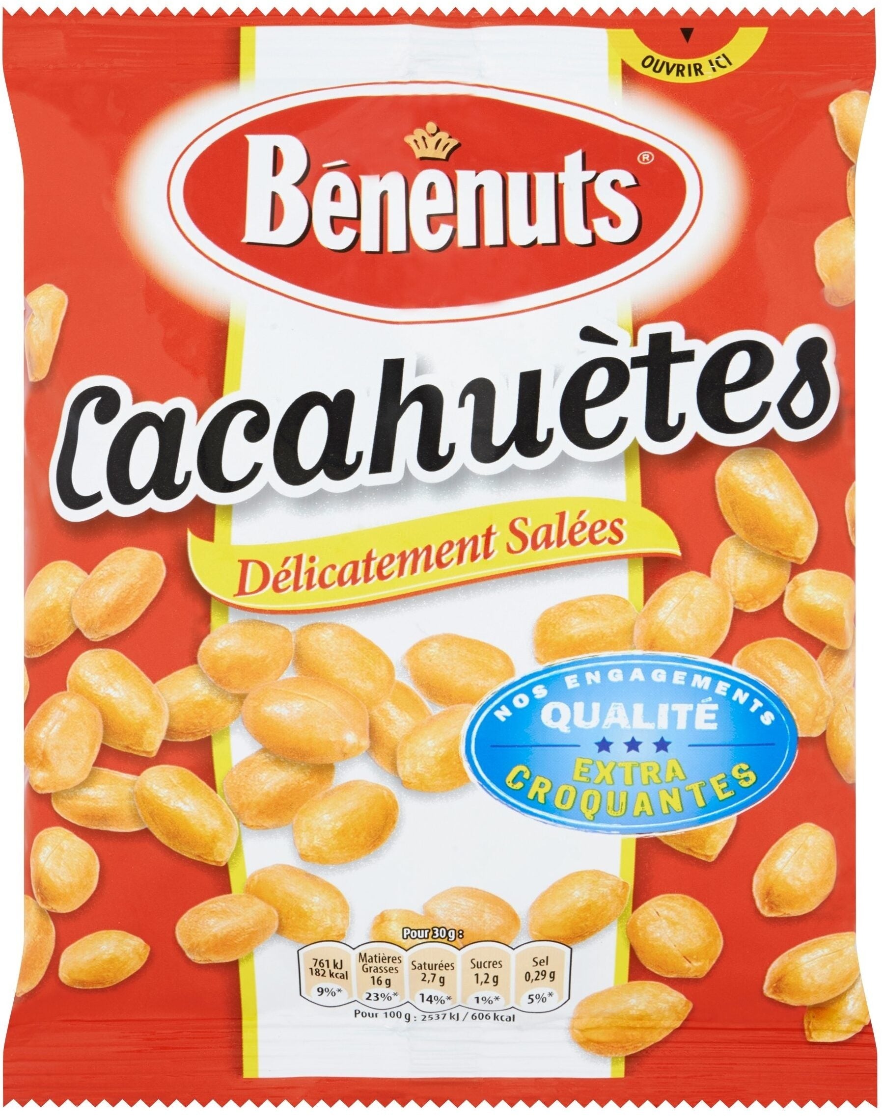 BENENUTS Cacahuètes Grillées à Sec Salées, 220 g