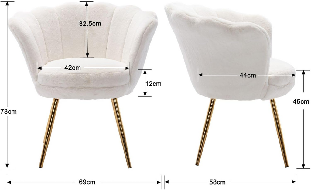 Ya-Home Chaise d'appoint rembourrée avec pieds dorés, chaise de coin moderne en forme de pétale pour salon/chambre