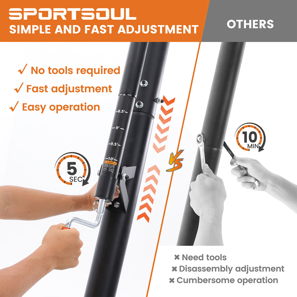 Sportsoul Panier de basket portable - Série X - 50 pouces - 1 ensemble