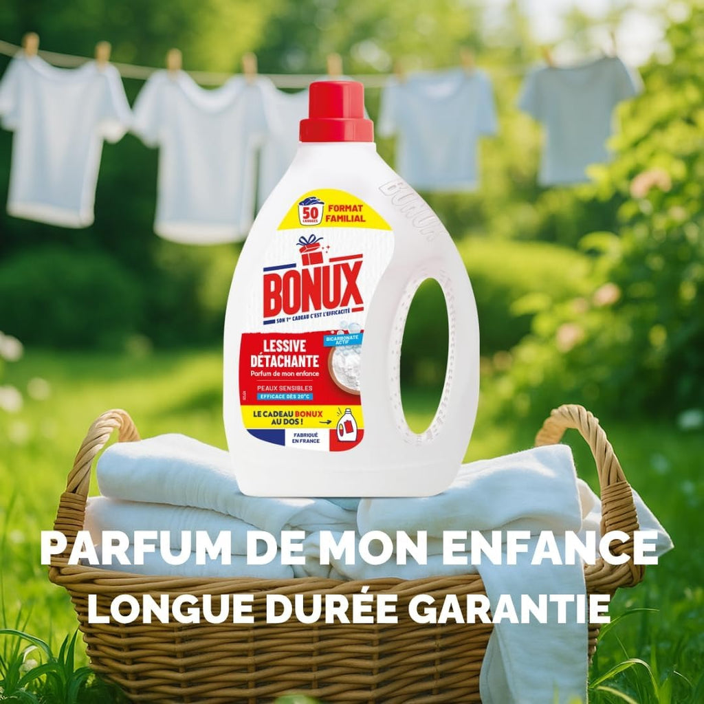 BONUX Lessive liquide au bicarbonate de soude, Peaux sensibles, 1,4 L