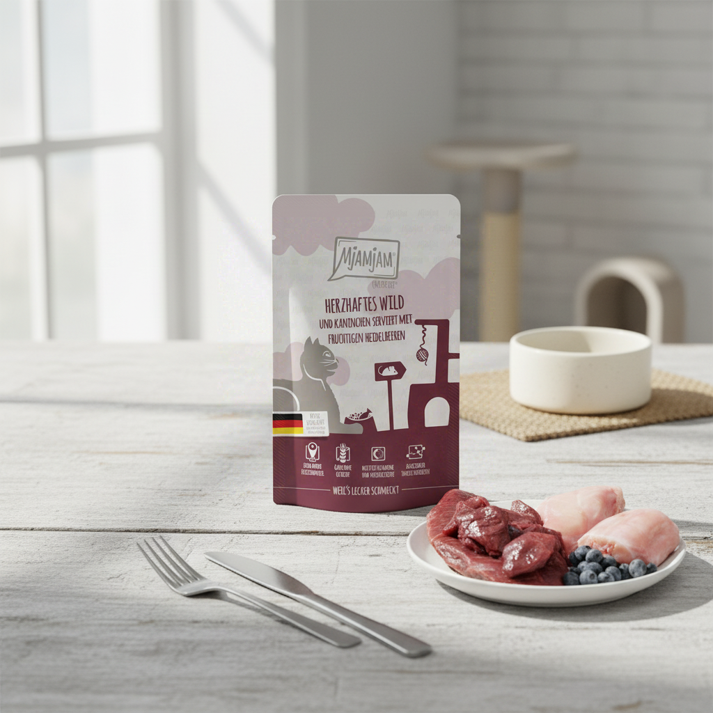 [Peut être servi frais pour l'été] MjAMJAM Quetschie Nourriture humide pour chat au lapin et myrtille 125 g x 12