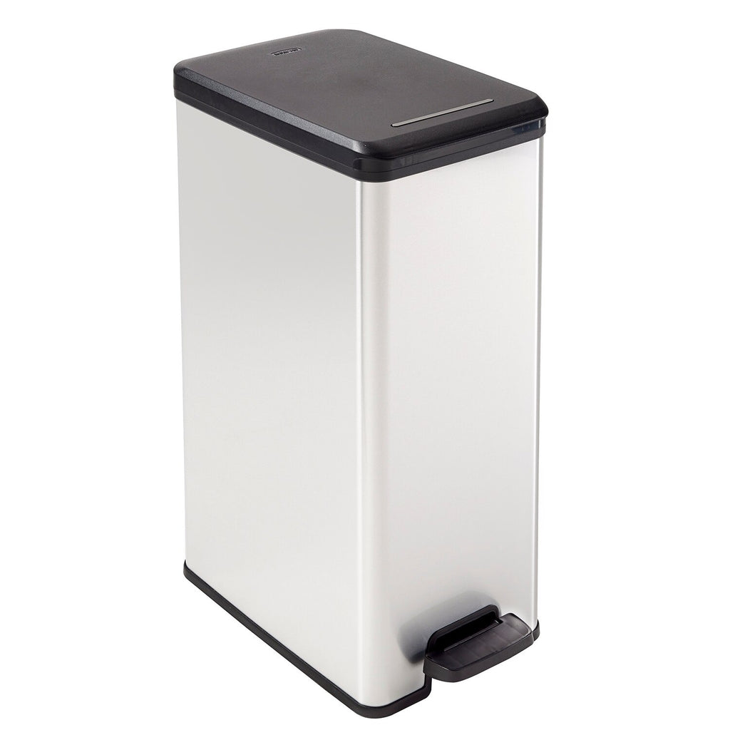Curver Poubelle à pédale fine 40 L Noir / Argent