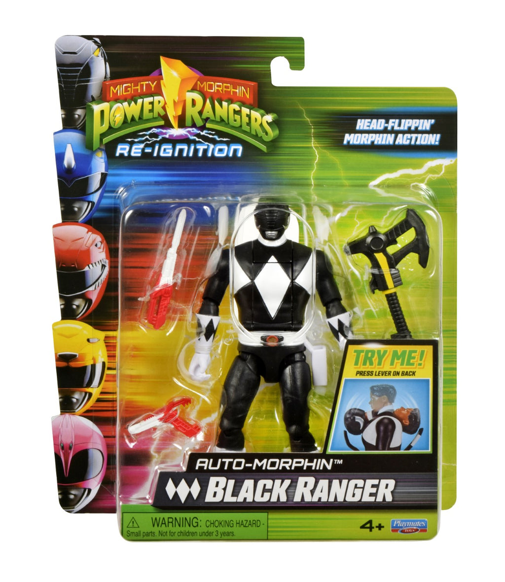 POWER RANGERS Power Ranger - Auto-morphin, Figurine articulée 2-en-1, 15 cm, Ranger Noir - Zack, Pour les enfants dès 4 ans, PWG073