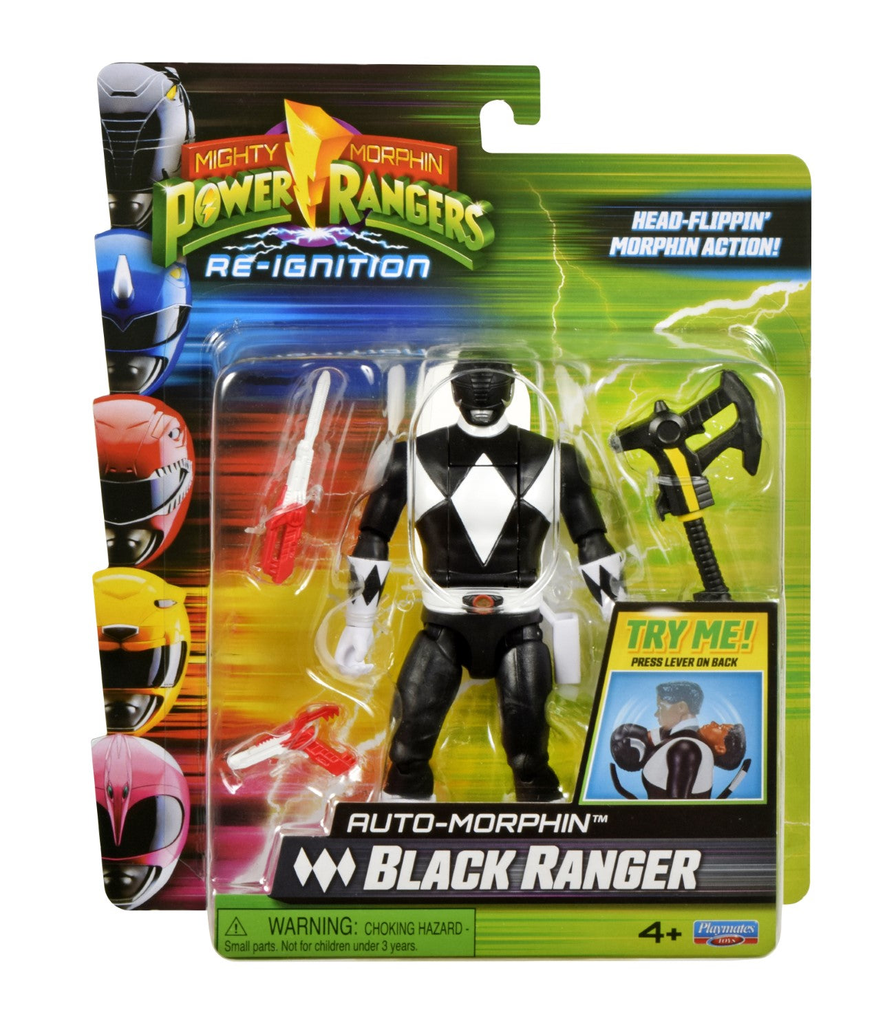 POWER RANGERS Power Ranger - Auto-morphin, Figurine articulée 2-en-1, 15 cm, Ranger Noir - Zack, Pour les enfants dès 4 ans, PWG073