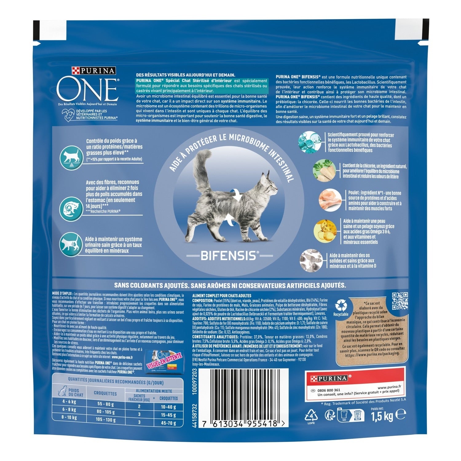 Purina Aliment sec pour chat, poulet, pour chats stérilisés d'intérieur, 1 sachet x 1,5 kg