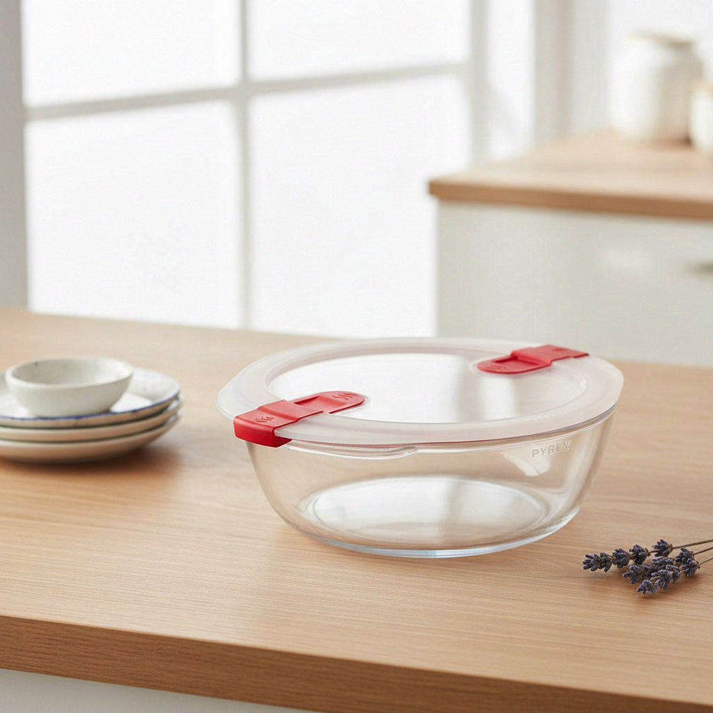 PYREX Récipient hermétique rouge pour cuisson et chauffe - 2,3 L - 26 x 23 x 8 cm
