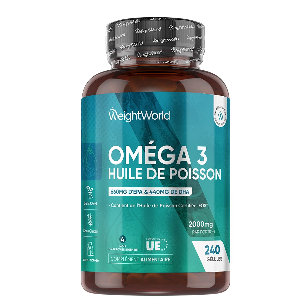 WeightWorld Huile de poisson oméga-3 2000 mg - 240 gélules