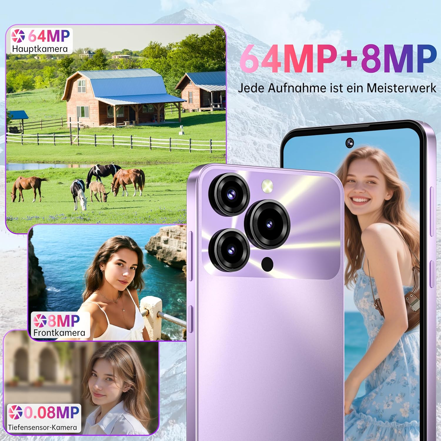 OUKITEL C69(4+128) Smartphone 7,2 pouces Batterie 6000 mAh 9,5 mm Corps ultra-fin Noir Double SIM