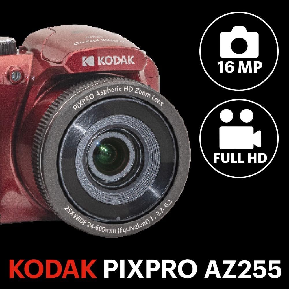 Kodak Appareil photo numérique bridge avec zoom optique 25x Rouge