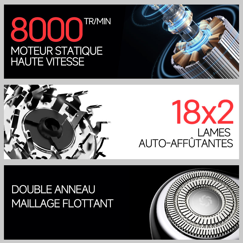 METZ Rasoir électrique pour homme style bolide, portable, coffret cadeau, cadeau idéal pour la Saint-Valentin chinoise Qixi pour petit ami et père, Argent irisé