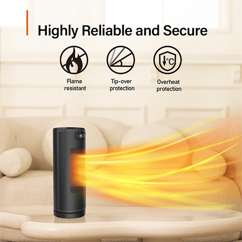 OmniHeat Radiateur soufflant céramique 1800 W avec télécommande, 4 modes de chauffage et mode éco, minuterie 24 h, thermostat réglable 5–35 ℃, chauffage électrique oscillant, protection de sécurité
