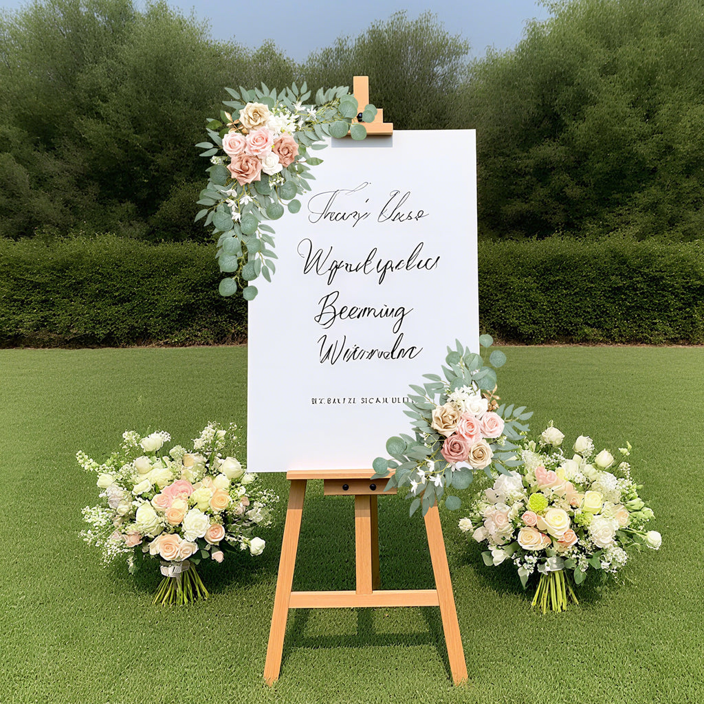 Wei's moment Fleurs de Rose Poudrée Artificielles Guirlande Lot de 2 pour Bâches d'Accueil de Mariage Décorations Florales, Fleurs d'Arche de Mariage pour Cérémonie de Mariage