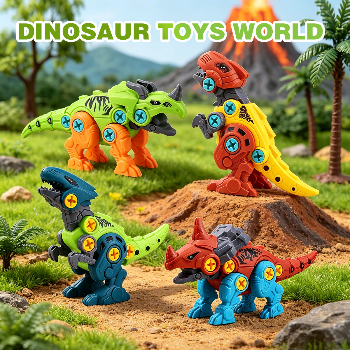 Jouets de dinosaures à démonter pour enfants avec boîte de rangement Set de construction DIY perceuse électrique Éducatif STEM pour garçons et filles 3 ans et plus