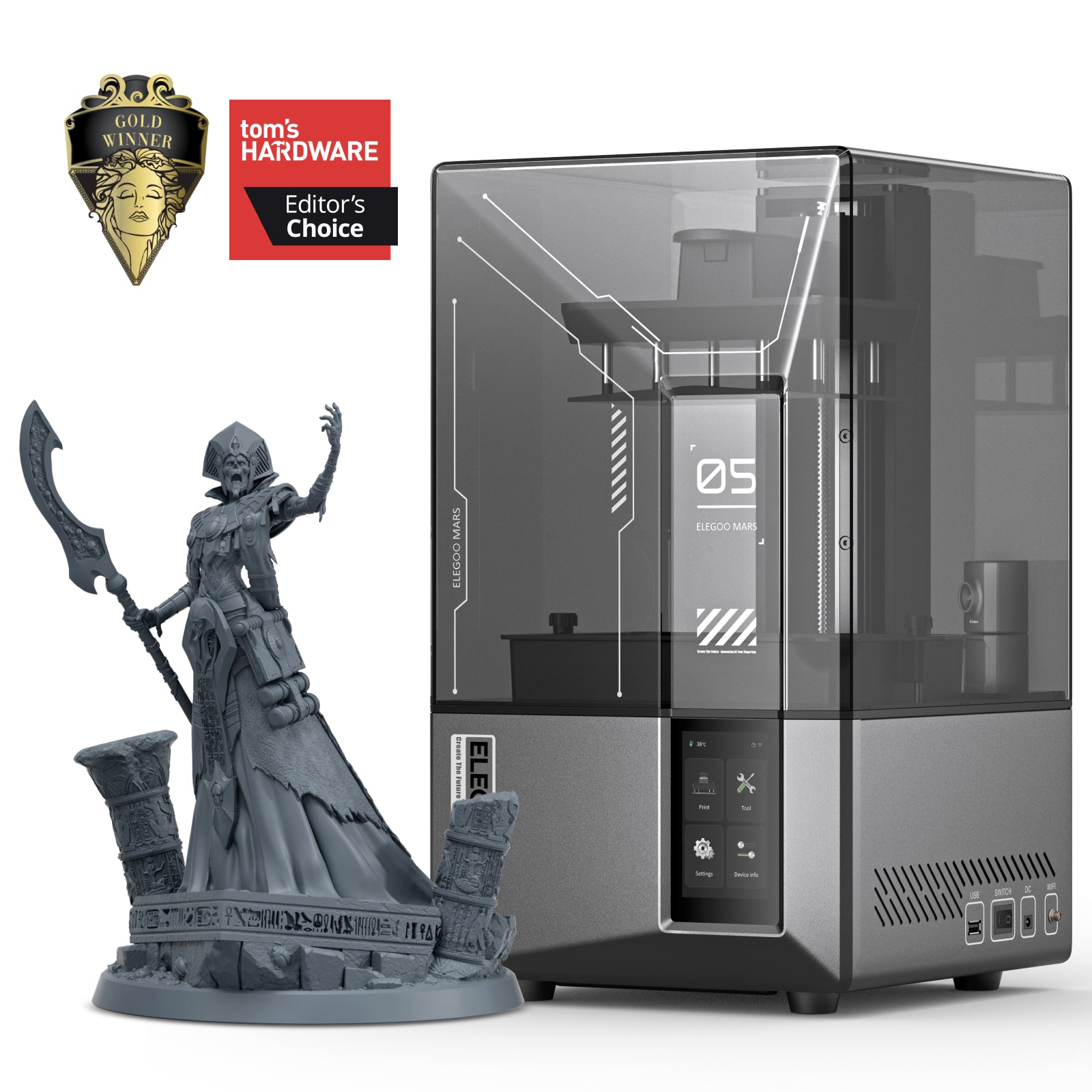 Elegoo Mars 5 Ultra Imprimante 3D résine 9K avec écran LCD mono 7 pouces, impression 150 mm/h, nivellement automatique, détection intelligente et connexion Wi-Fi