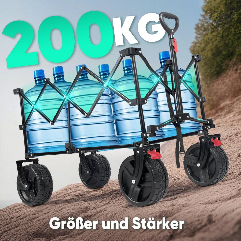 Sekey Chariot de festival pliable 200 L avec roues tout-terrain extra larges et frein, Bleu gris
