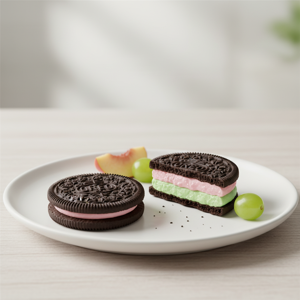 Oreo Crystal biscuits fourrés saveur raisin et pêche 97 g