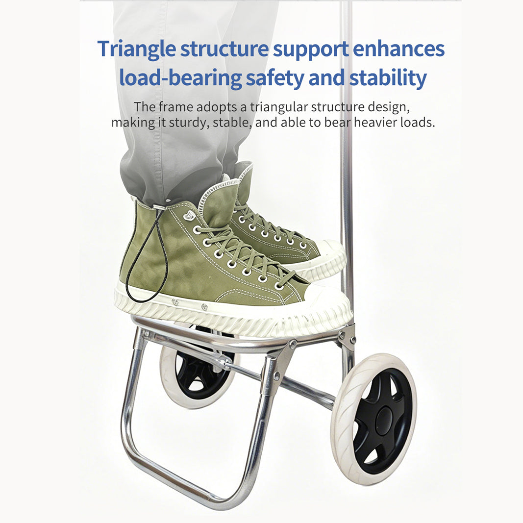 Strong bird Chariot de courses pliable de grande taille avec poignée ergonomique - Gris