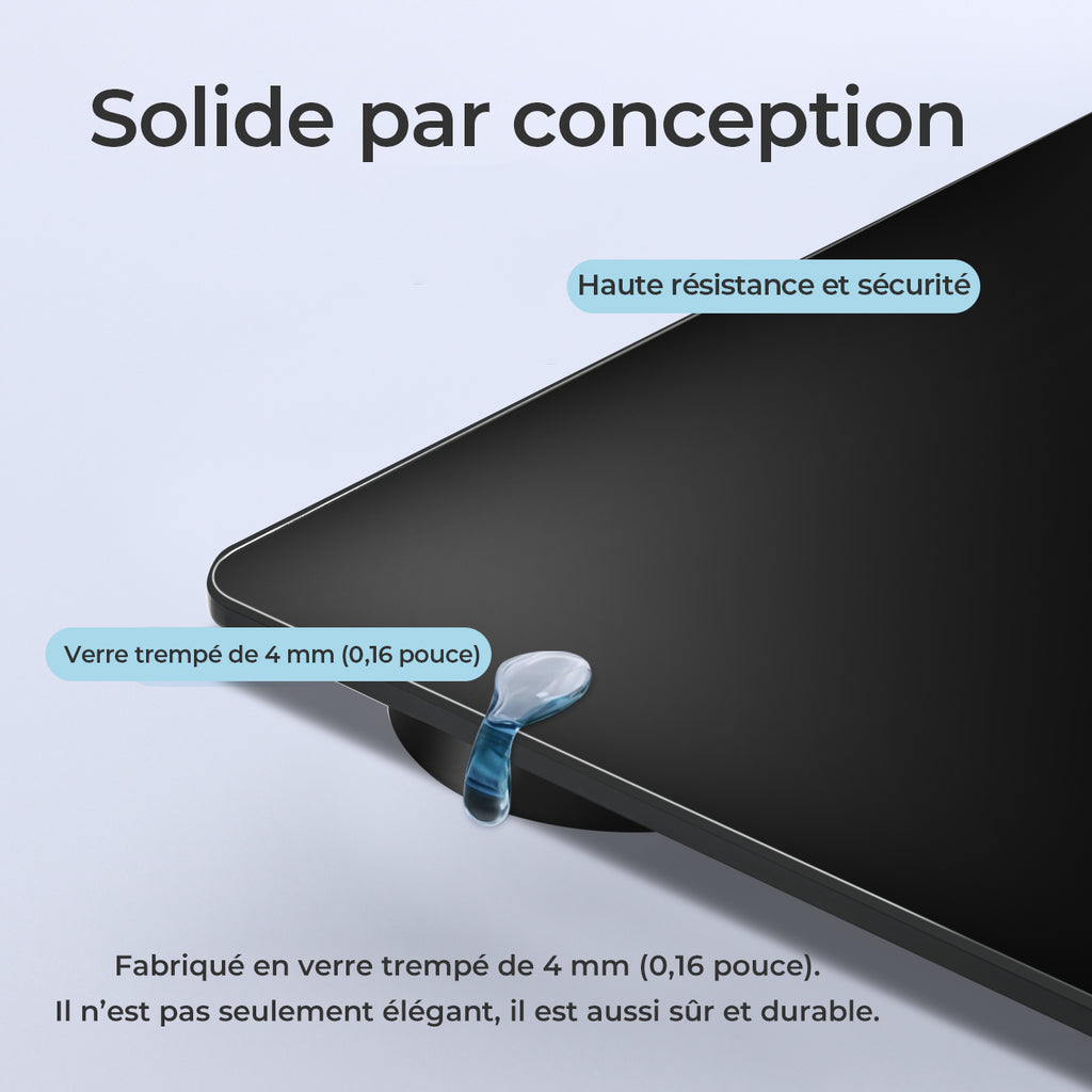 Sparoma Pèse-personne numérique noir AD-26 – Fonctionnant sur piles (2 × AAA, piles non incluses), capacité 180 kg/400 lb, précision 0,05 kg, verre trempé 4 mm, écran LCD, pour salle de bain, chambre et usage domestique