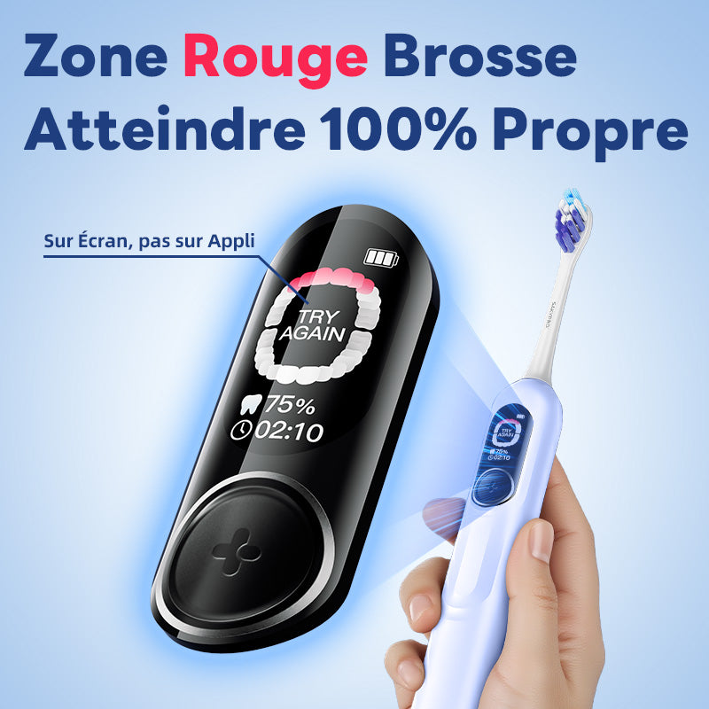 SAKYPRORAL G5S Brosse à dents électrique intelligente avec écran, minuterie et étui de rangement - Bleu