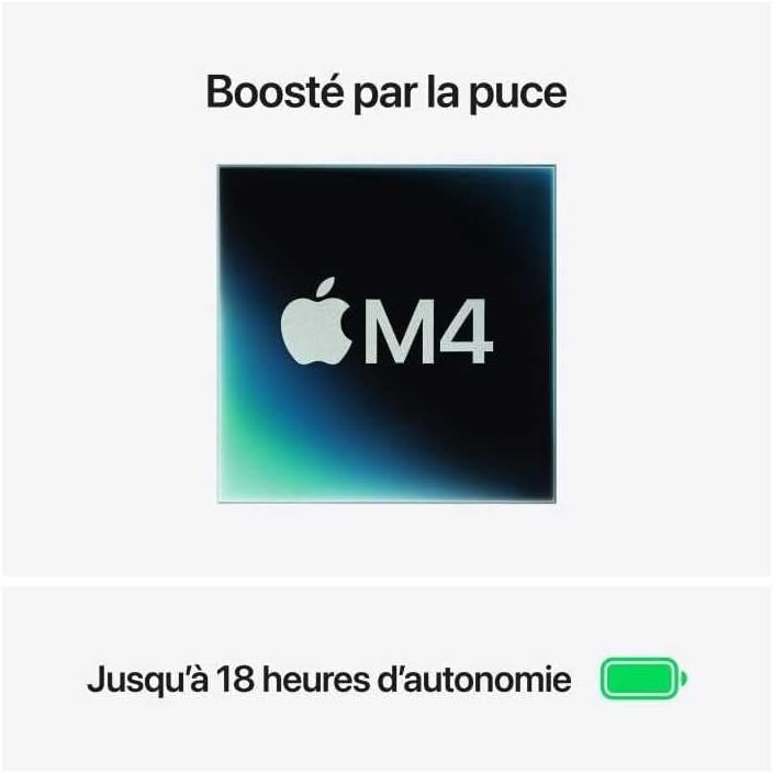 Apple MacBook Air 15" (M4, CPU 10 cœurs, GPU 10 cœurs) avec 24 Go RAM et 512 Go SSD - Minuit, AZERTY
