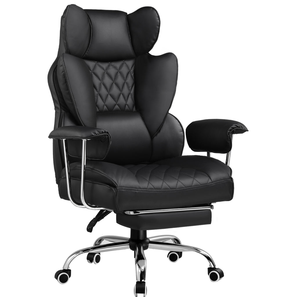 GTPLAYER Chaise Gaming - Fauteuil de Bureau Exécutif avec Repose-Pieds, Ergonomique, Dossier Haut, Support Lombaire, Inclinable, Pivotante, Robustesse Haute, Noir