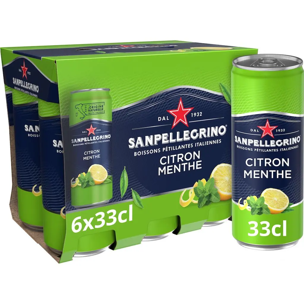 SAN PELLEGRINO Canettes fines Citron & Menthe 6 x 33 cl